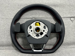 Audi Q5 SQ5 SQ7 Q8 S5 S4 B9 Flat Bottom Steering Wheel Red Stitch S-Line Paddles