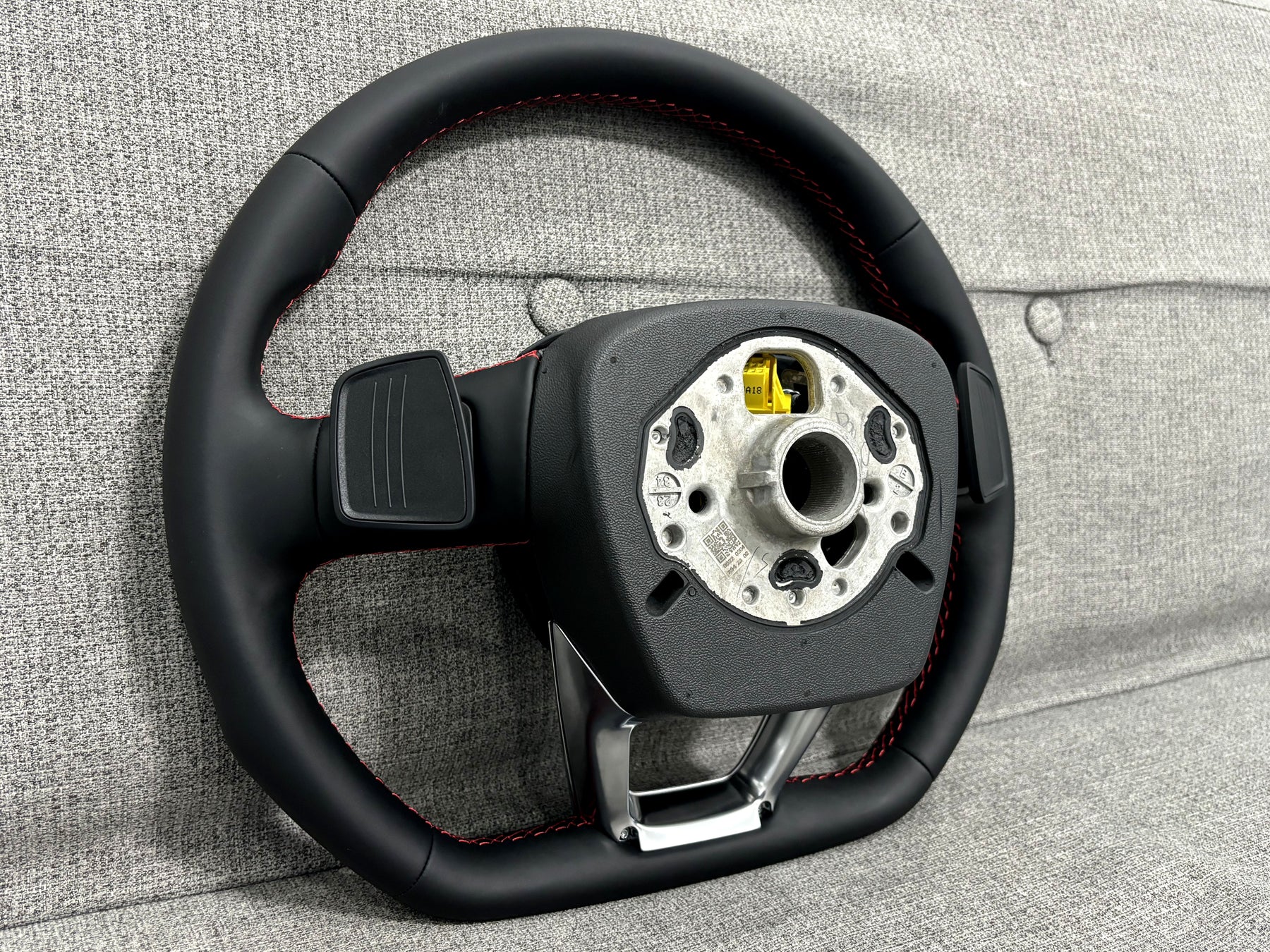 Audi Q5 SQ5 SQ7 Q8 S5 S4 B9 Flat Bottom Steering Wheel Red Stitch S-Line Paddles