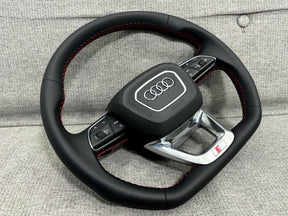 Audi Q5 SQ5 SQ7 Q8 S5 S4 B9 Flat Bottom Steering Wheel Red Stitch S-Line Paddles
