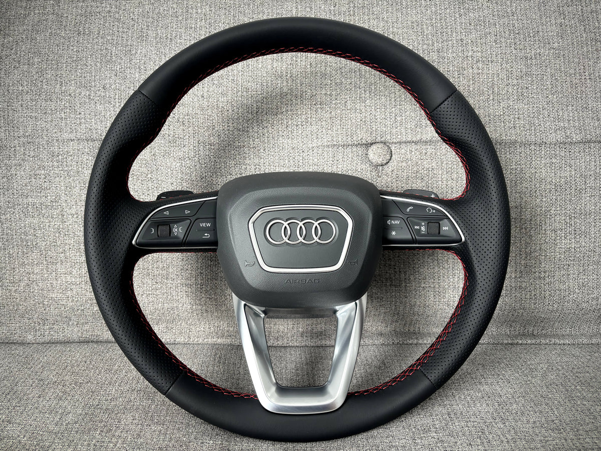 AUDI A4 B9 A5 F5 Q5 FY Q7 4M Q8 Red Stitching Sport Steering Wheel With Paddles