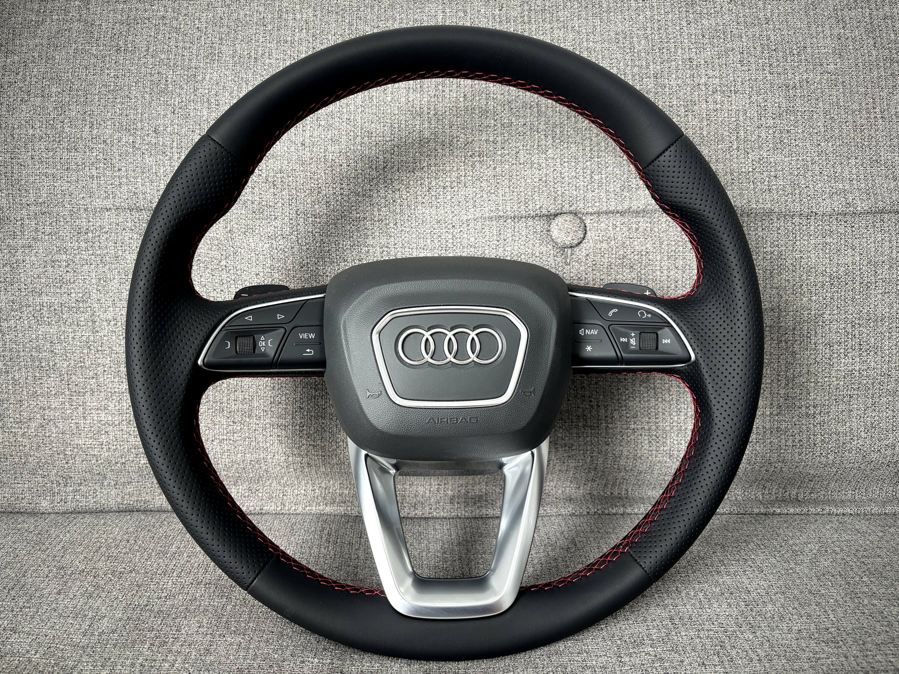 AUDI A4 B9 A5 F5 Q5 FY Q7 4M Q8 Red Stitching Sport Steering Wheel With Paddles