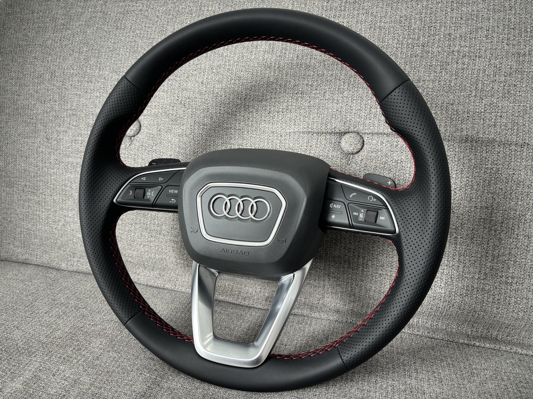 AUDI A4 B9 A5 F5 Q5 FY Q7 4M Q8 Red Stitching Sport Steering Wheel With Paddles