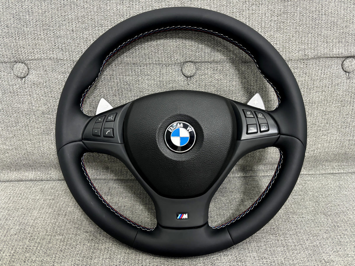 Genuine BMW E70 X5M E71 X6M M Steering Wheel With Paddels NEW Leather Retrimed