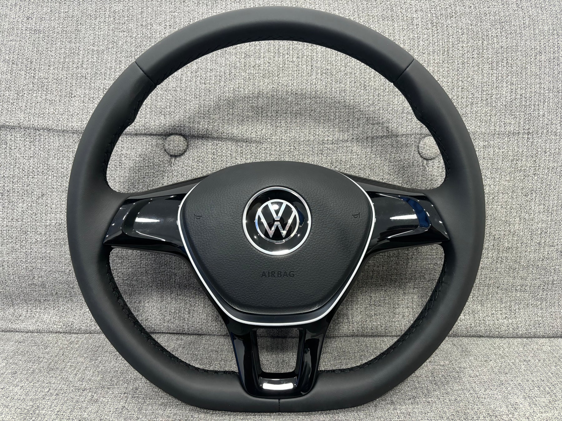 VW Transporter T5 Multivan Polo MK4 Leather Flat Bottom Steering Wheel Manual