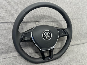 VW Transporter T5 Multivan Polo MK4 Leather Flat Bottom Steering Wheel Manual