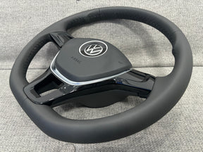 VW Transporter T5 Multivan Polo MK4 Leather Flat Bottom Steering Wheel Manual
