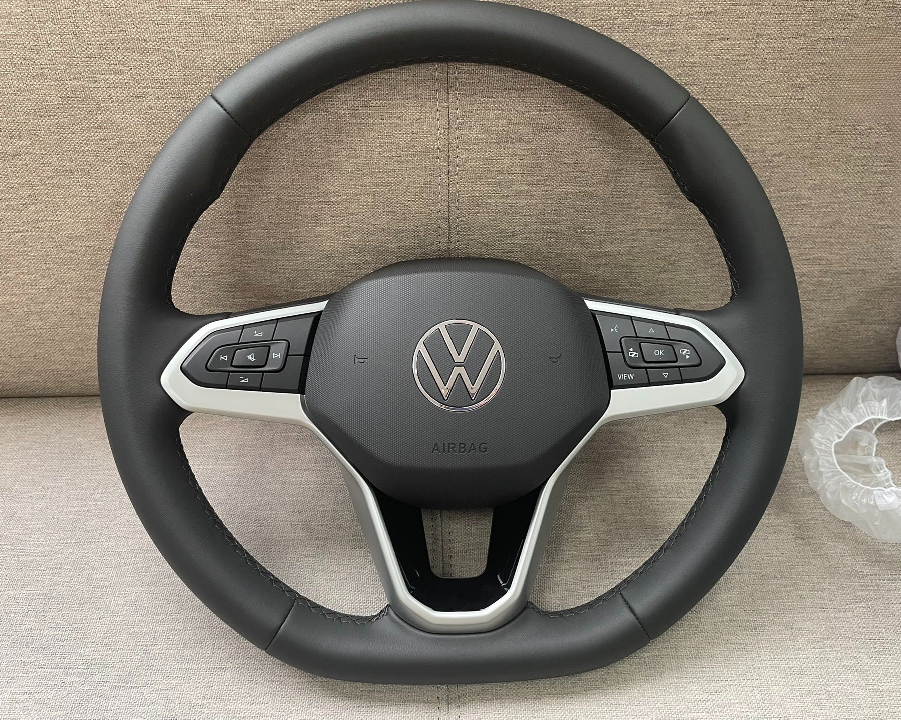 VW POLO CADDY TIGUAN T-ROC T7 GOLF TOURAN JETTA Leather Steering Wheel Manual