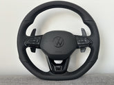 VW Full Black Steering Wheel With DSG Paddles Touareg Golf Touran Tiguan Caddy Passat T6