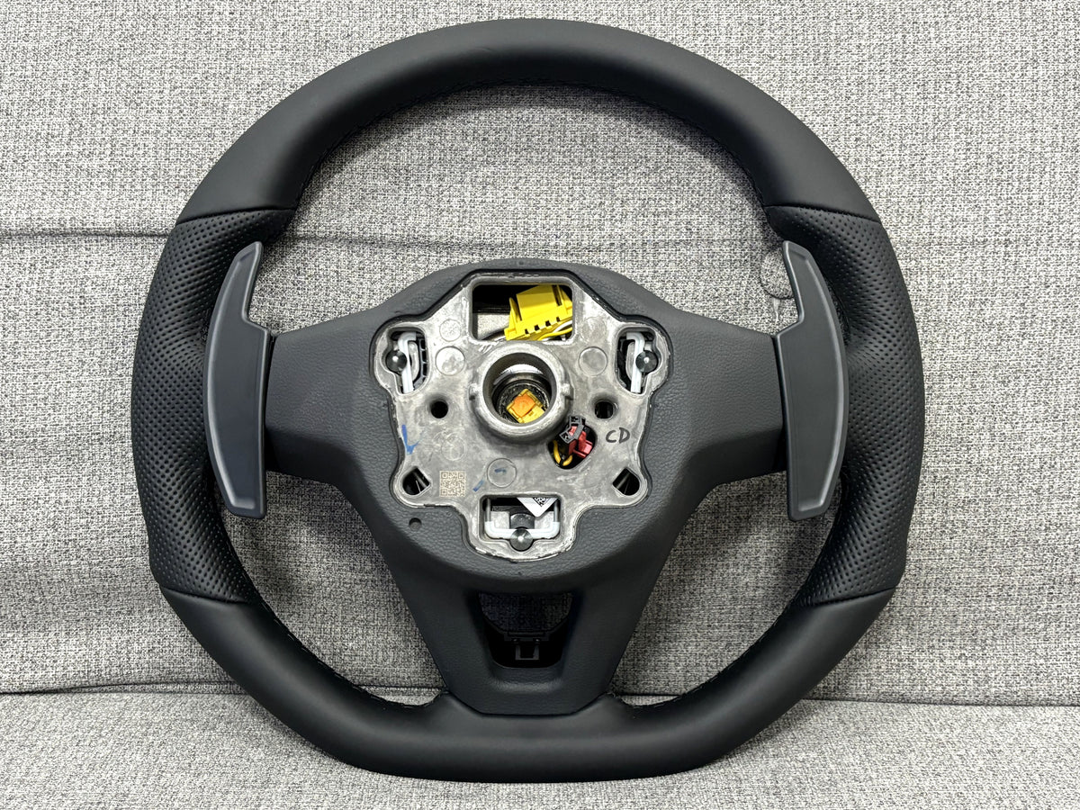 VW Full Black Steering Wheel With DSG Paddles Touareg Golf Touran Tiguan Caddy Passat T6