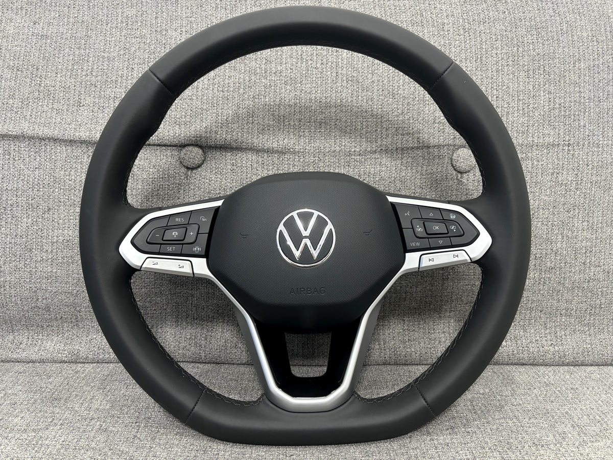 VW MK8 Flat Bottom Steering Wheel Acc Leather Golf Polo T6 Tiguan Touran Genuine