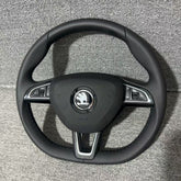 Skoda MK3 OCTAVIA YETI SUPERB RAPID Flat Buttom Leather Steering Wheel VRS Manua