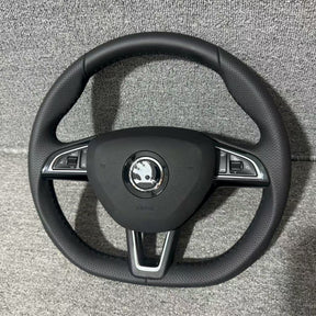 Skoda MK3 OCTAVIA YETI SUPERB RAPID Flat Buttom Leather Steering Wheel VRS Manua