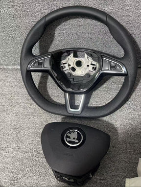 Skoda MK3 OCTAVIA YETI SUPERB RAPID Flat Buttom Leather Steering Wheel VRS Manua