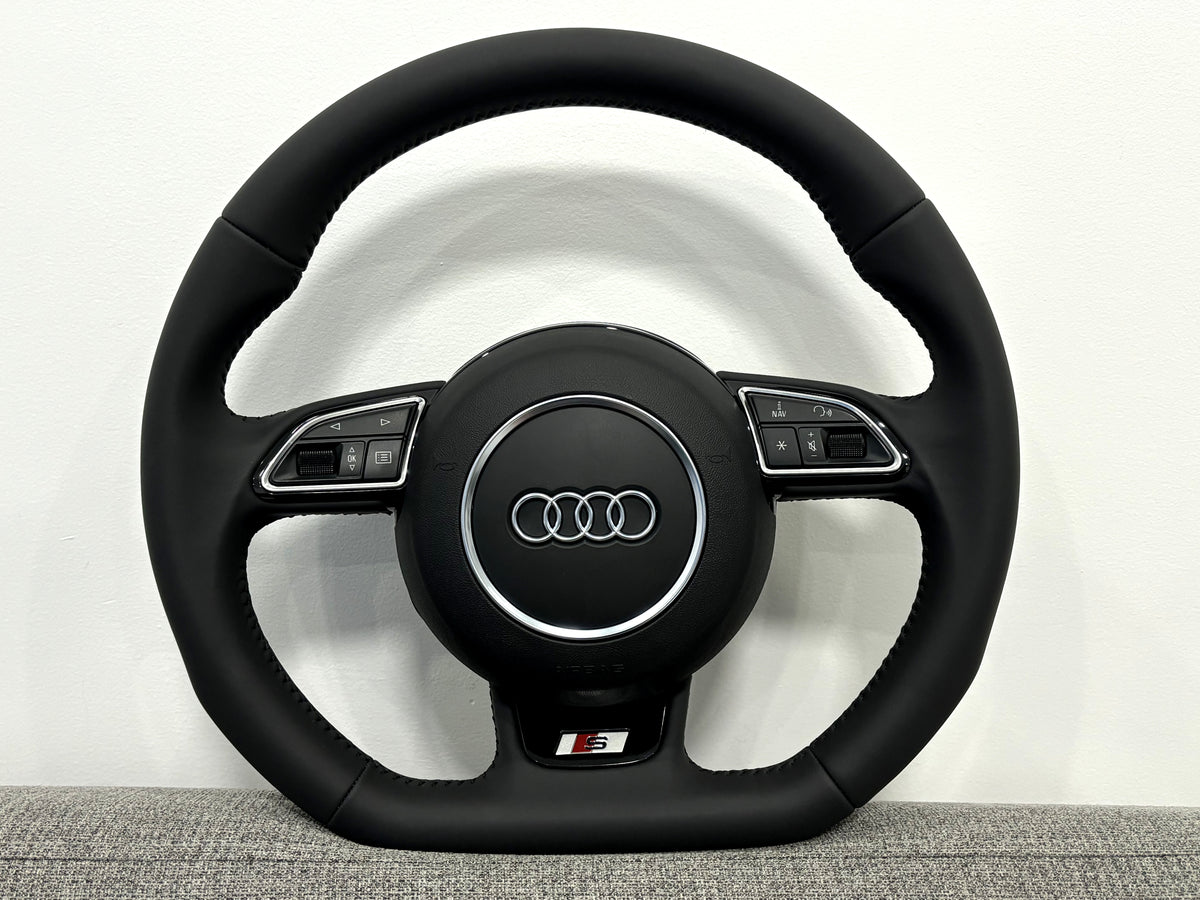 Audi A3 A1 Q3 S3 RS 8V A1 8X 8U S-Line Flat Bottom Leather Steering Wheel Manual