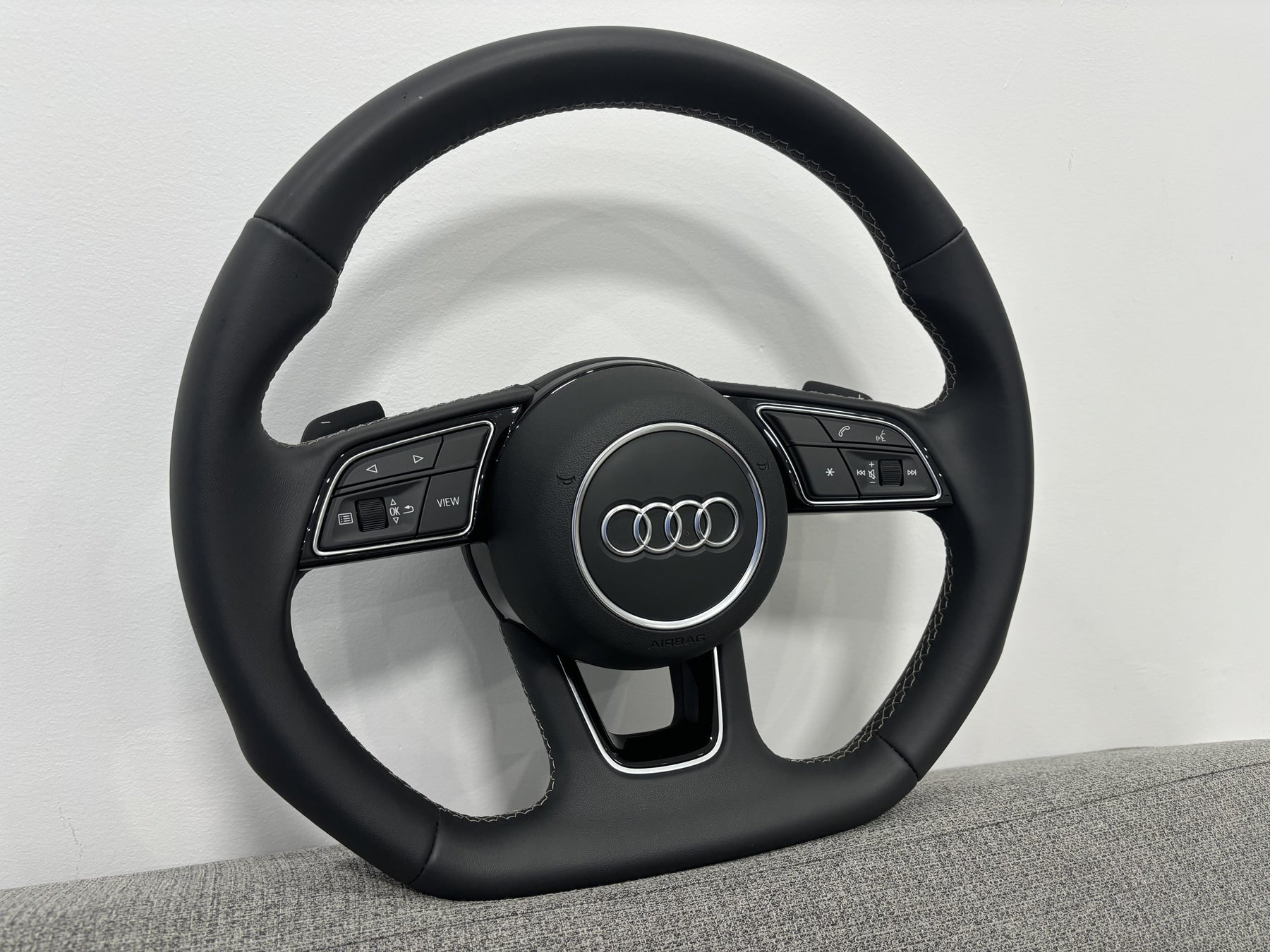 Audi S3 A3 Q2 8V 8Y A1 S1 Q3 Leather Flat Bottom S-Line Steering Wheel Genuine