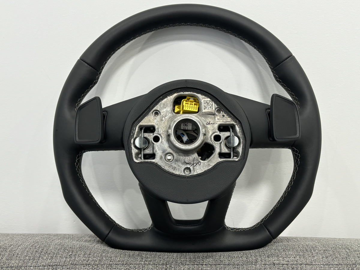 Audi S3 A3 Q2 8V 8Y A1 S1 Q3 Leather Flat Bottom S-Line Steering Wheel Genuine