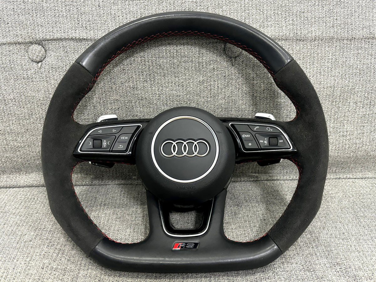 Audi RS3 Alcantara Flat Bottom Steering Wheel A3 S3 RS3 8V 8Y 2015-2025 Genuine