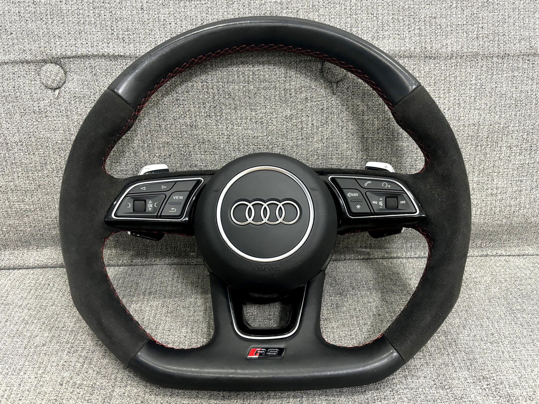 Audi RS3 Alcantara Flat Bottom Steering Wheel A3 S3 RS3 8V 8Y 2015-2025 Genuine