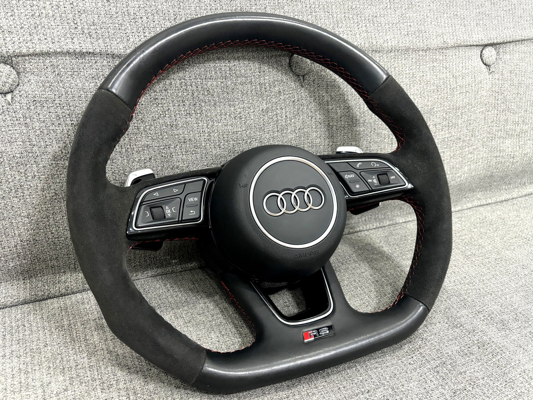 Audi RS3 Alcantara Flat Bottom Steering Wheel A3 S3 RS3 8V 8Y 2015-2025 Genuine