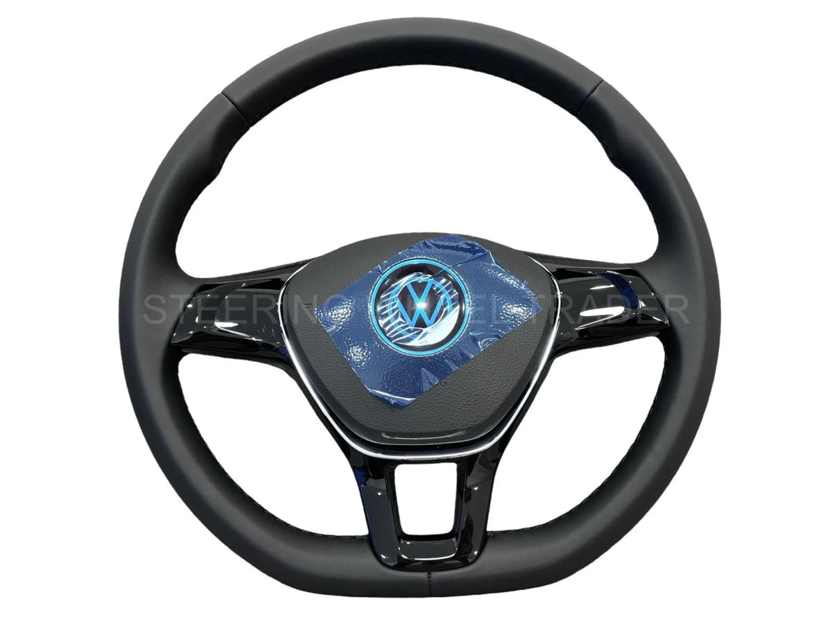 VW Transporter T5 Multivan Polo MK4 Steering Wheel Manual Leather Flat Bottom